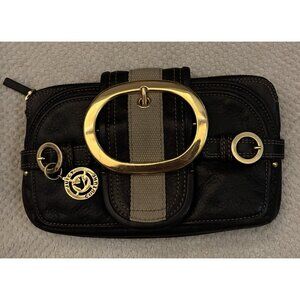 Vintage Juicy Couture Y2K Clutch 100% Cow Hide Leather Black Magnetic Closure